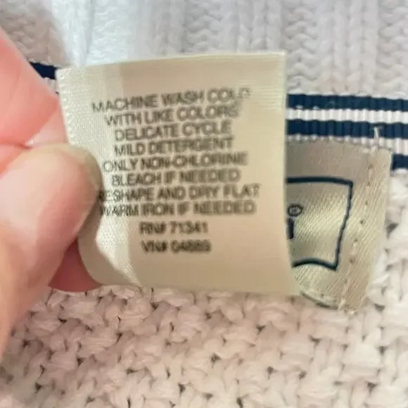 L.L.Bean Sweater Cardigan White Honeycomb Knit Chunky Spring Cottagecore M - Picture 7 of 7